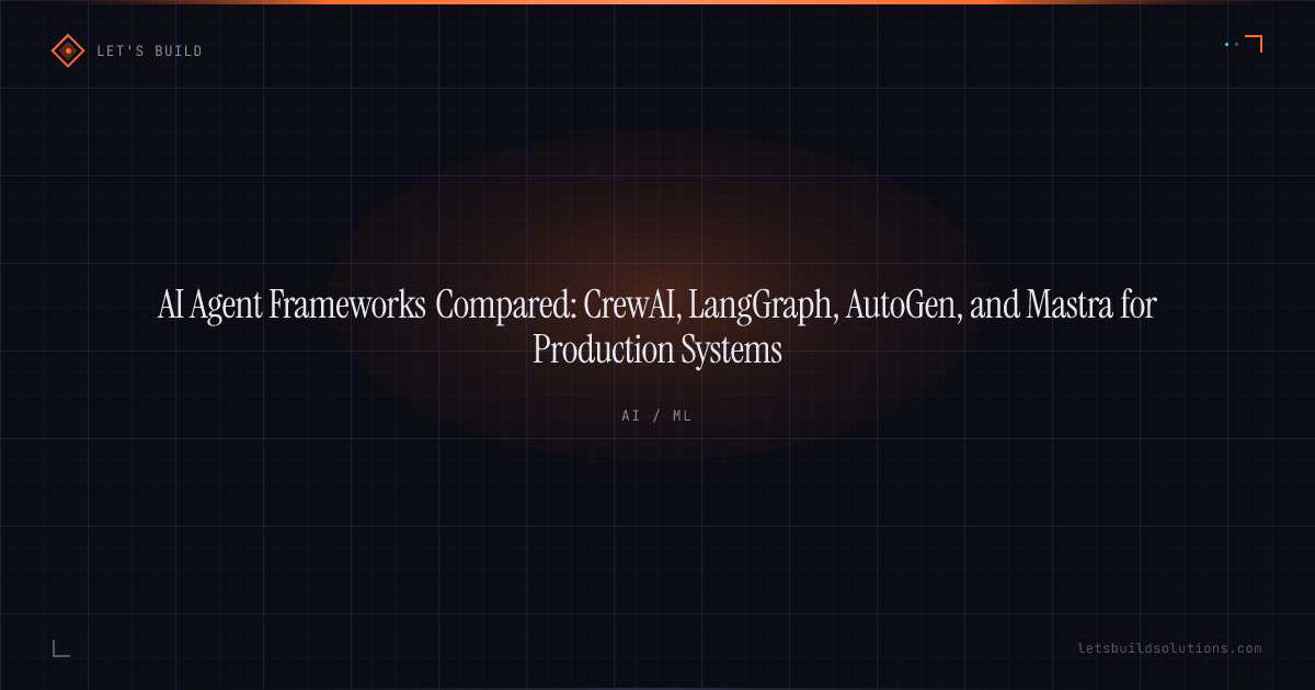 AI Agent Frameworks Compared: CrewAI, LangGraph, AutoGen, and Mastra for Production Systems