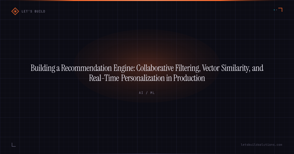 Building a Recommendation Engine: Collaborative Filtering, Vector Similarity, and Real-Time Personalization in Production