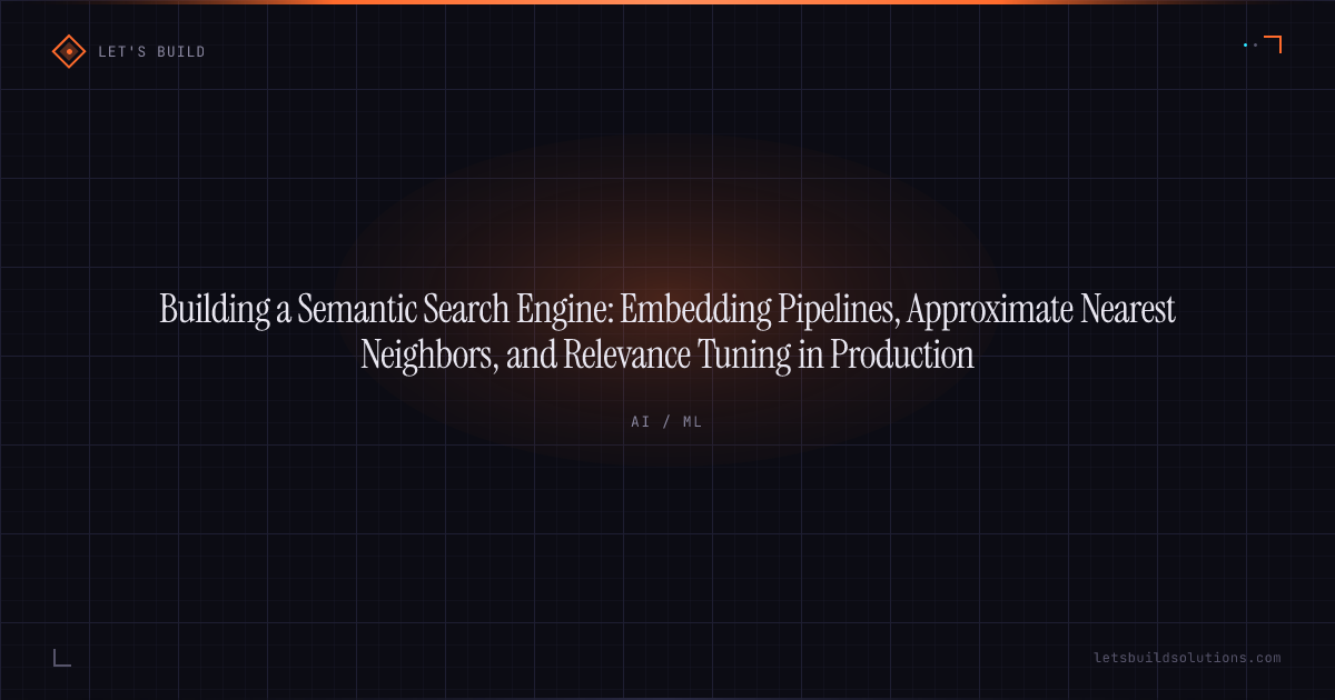 Building a Semantic Search Engine: Embedding Pipelines, Approximate Nearest Neighbors, and Relevance Tuning in Production