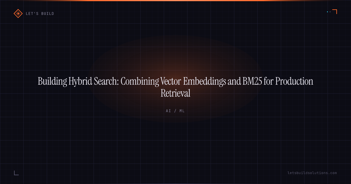 Building Hybrid Search: Combining Vector Embeddings and BM25 for Production Retrieval