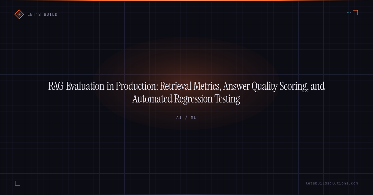 RAG Evaluation in Production: Retrieval Metrics, Answer Quality Scoring, and Automated Regression Testing