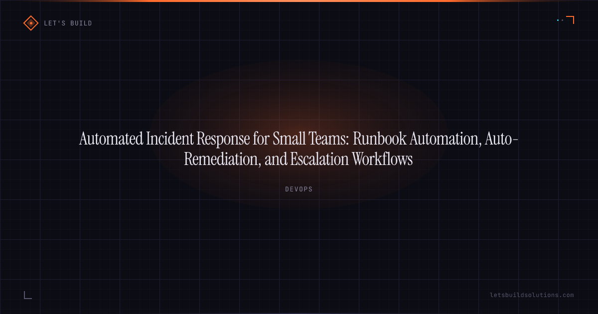 Automated Incident Response for Small Teams: Runbook Automation, Auto-Remediation, and Escalation Workflows