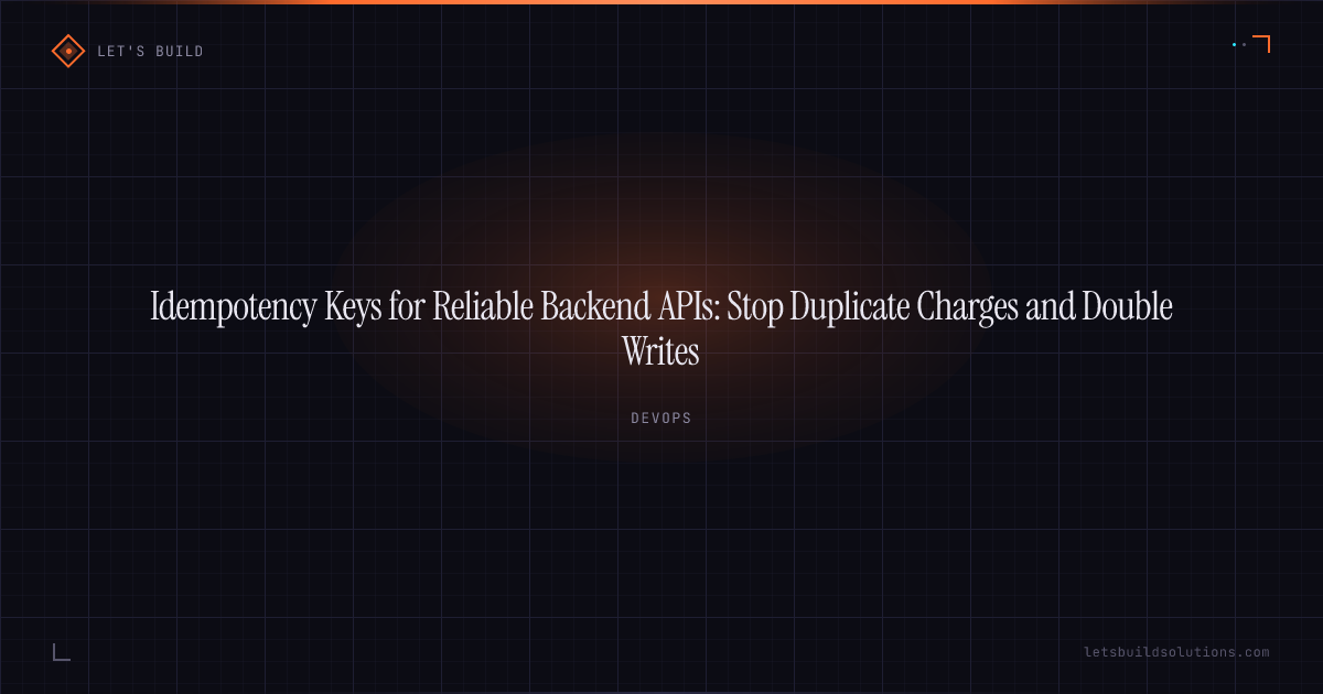 Idempotency Keys for Reliable Backend APIs: Stop Duplicate Charges and Double Writes