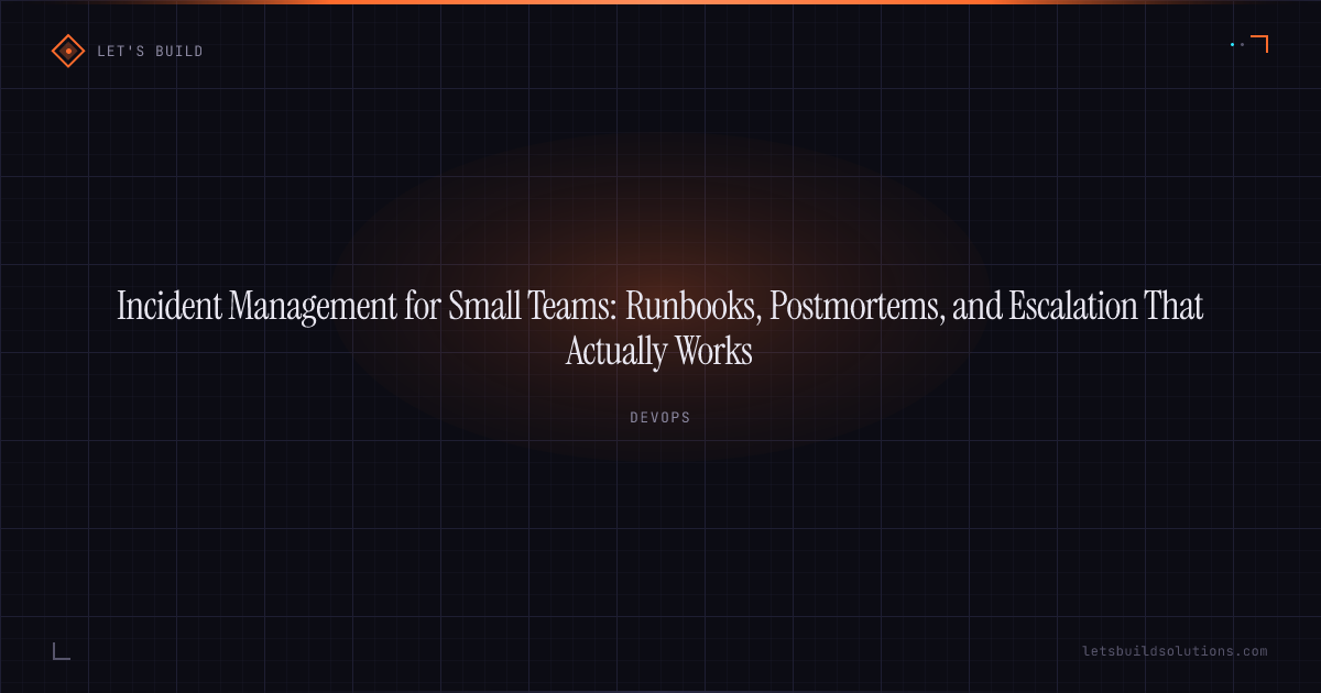 Incident Management for Small Teams: Runbooks, Postmortems, and Escalation That Actually Works