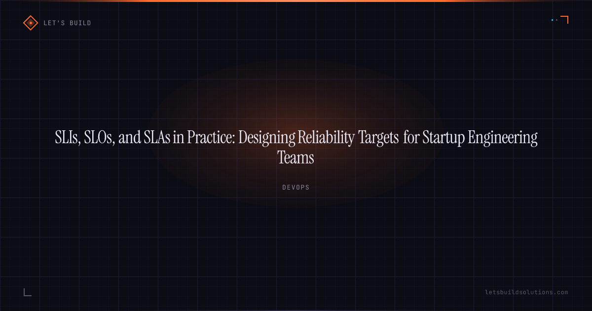 SLIs, SLOs, and SLAs in Practice: Designing Reliability Targets for Startup Engineering Teams