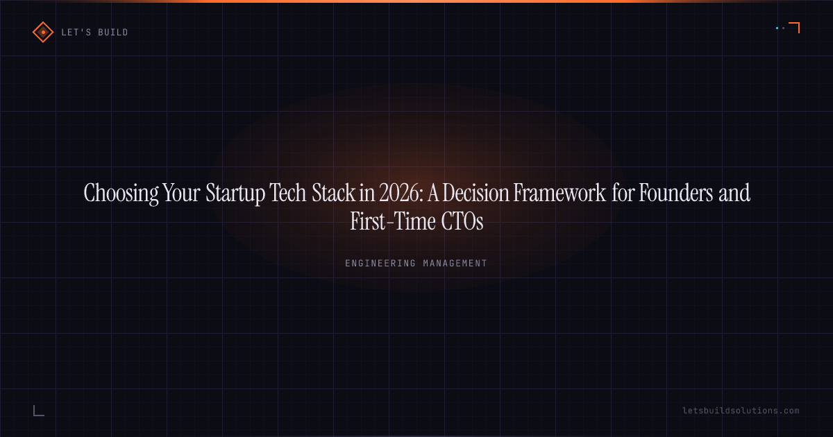 Choosing Your Startup Tech Stack in 2026: A Decision Framework for Founders and First-Time CTOs
