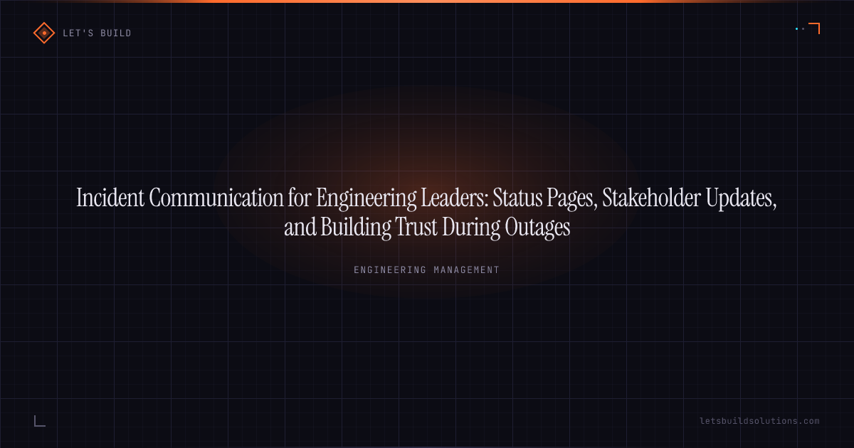 Incident Communication for Engineering Leaders: Status Pages, Stakeholder Updates, and Building Trust During Outages