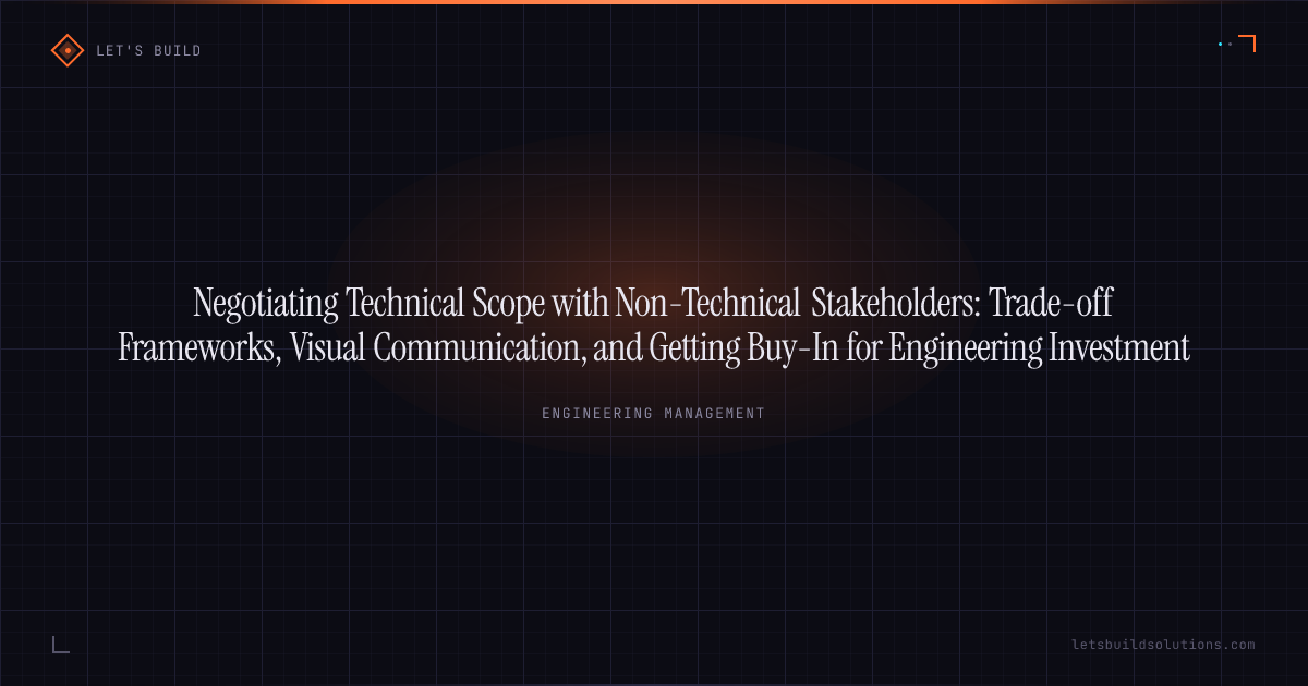 Negotiating Technical Scope with Non-Technical Stakeholders: Trade-off Frameworks, Visual Communication, and Getting Buy-In for Engineering Investment