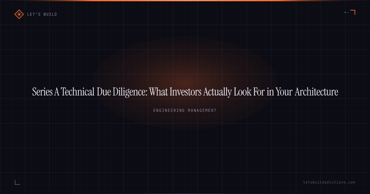 Series A Technical Due Diligence: What Investors Actually Look For in Your Architecture