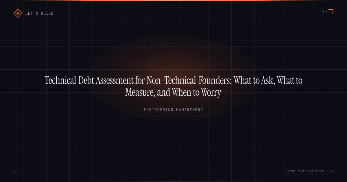 Technical Debt Assessment for Non-Technical Founders: What to Ask, What to Measure, and When to Worry