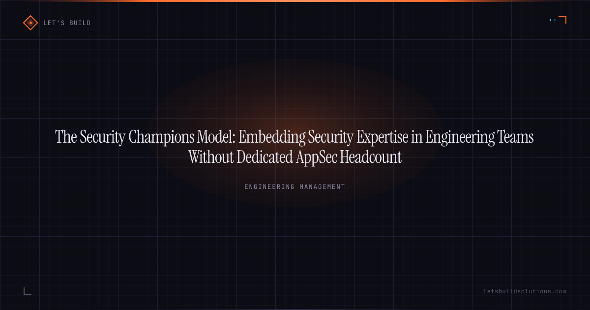 The Security Champions Model: Embedding Security Expertise in Engineering Teams Without Dedicated AppSec Headcount