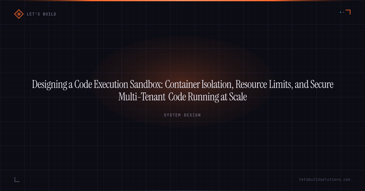 Designing a Code Execution Sandbox: Container Isolation, Resource Limits, and Secure Multi-Tenant Code Running at Scale