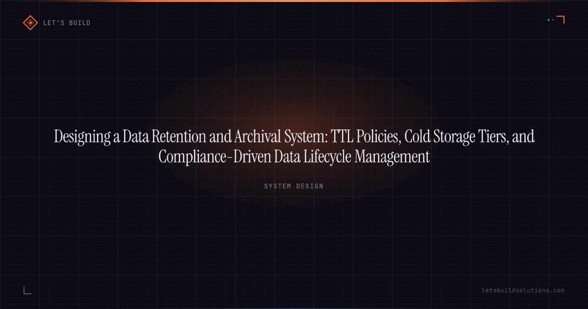 Designing a Data Retention and Archival System: TTL Policies, Cold Storage Tiers, and Compliance-Driven Data Lifecycle Management