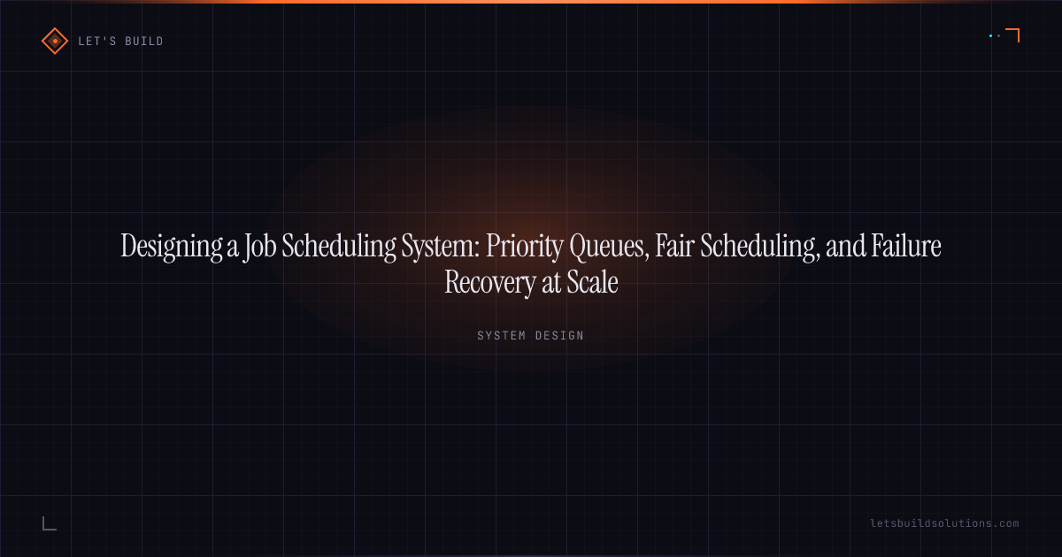 Designing a Job Scheduling System: Priority Queues, Fair Scheduling, and Failure Recovery at Scale