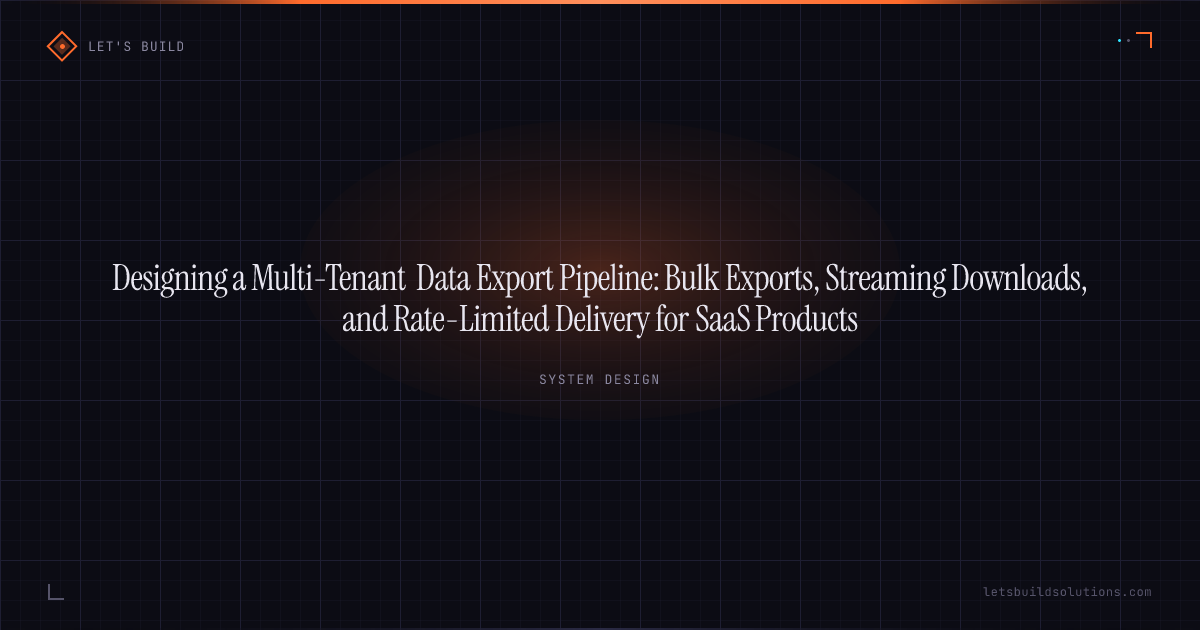 Designing a Multi-Tenant Data Export Pipeline: Bulk Exports, Streaming Downloads, and Rate-Limited Delivery for SaaS Products