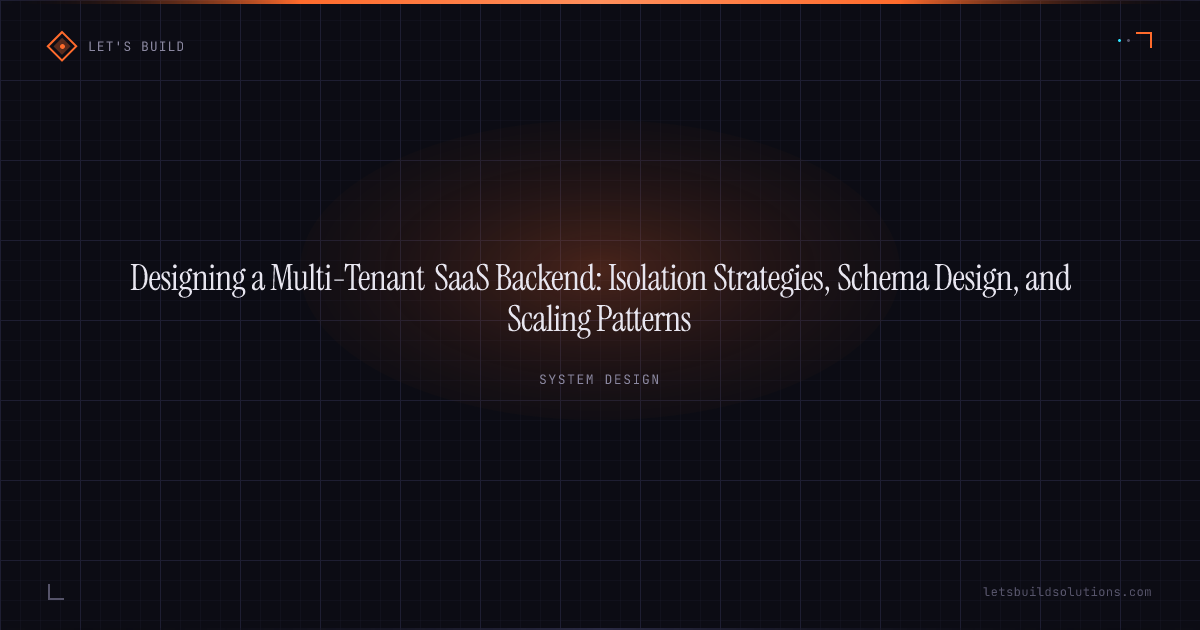 Designing a Multi-Tenant SaaS Backend: Isolation Strategies, Schema Design, and Scaling Patterns