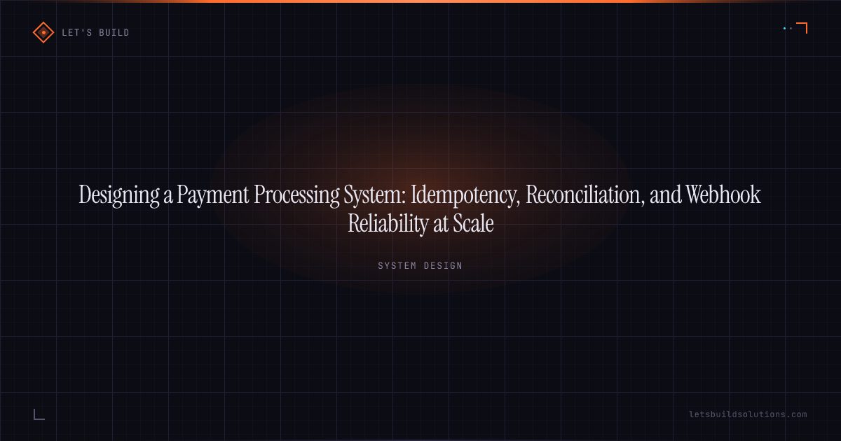Designing a Payment Processing System: Idempotency, Reconciliation, and Webhook Reliability at Scale