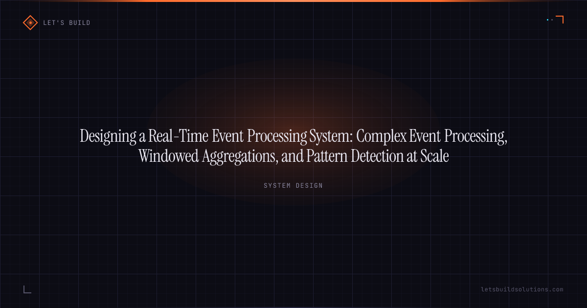 Designing a Real-Time Event Processing System: Complex Event Processing, Windowed Aggregations, and Pattern Detection at Scale