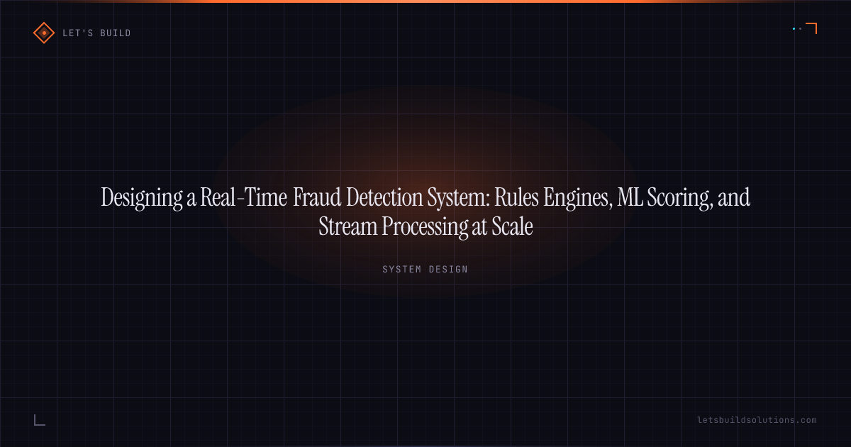 Designing a Real-Time Fraud Detection System: Rules Engines, ML Scoring, and Stream Processing at Scale