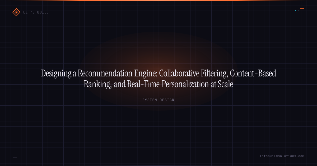 Designing a Recommendation Engine: Collaborative Filtering, Content-Based Ranking, and Real-Time Personalization at Scale
