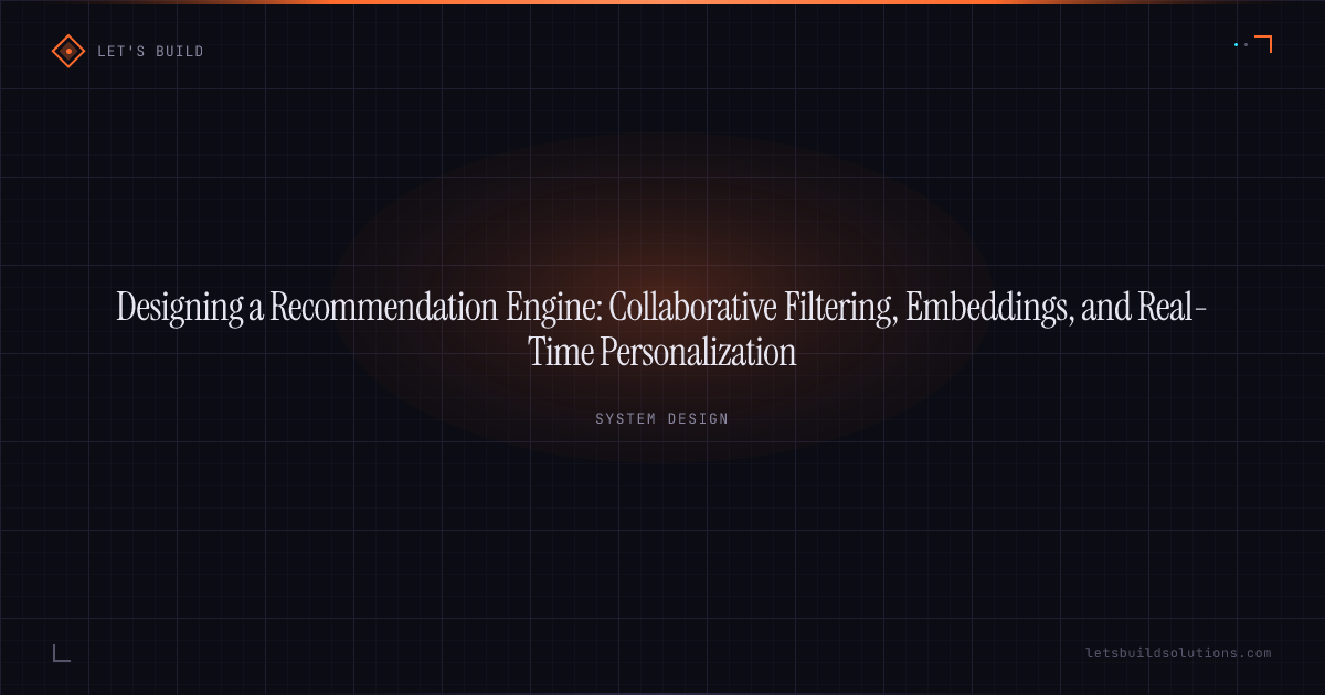 Designing a Recommendation Engine: Collaborative Filtering, Embeddings, and Real-Time Personalization