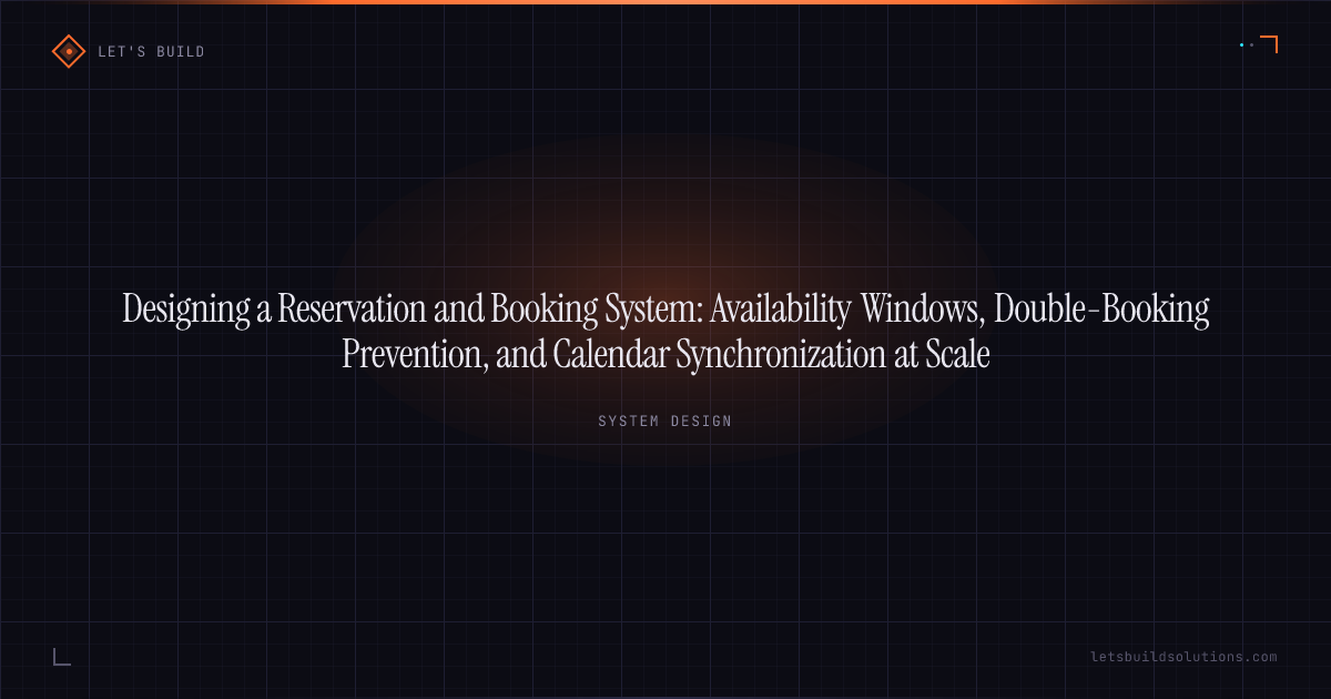 Designing a Reservation and Booking System: Availability Windows, Double-Booking Prevention, and Calendar Synchronization at Scale