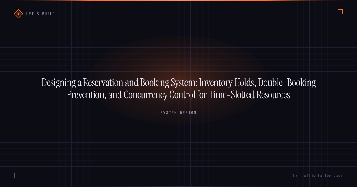 Designing a Reservation and Booking System: Inventory Holds, Double-Booking Prevention, and Concurrency Control for Time-Slotted Resources