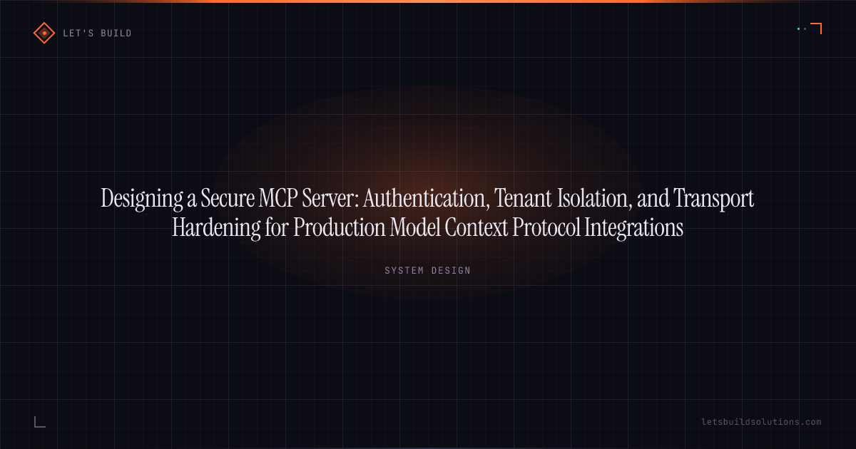 Designing a Secure MCP Server: Authentication, Tenant Isolation, and Transport Hardening for Production Model Context Protocol Integrations