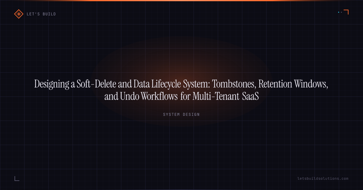 Designing a Soft-Delete and Data Lifecycle System: Tombstones, Retention Windows, and Undo Workflows for Multi-Tenant SaaS