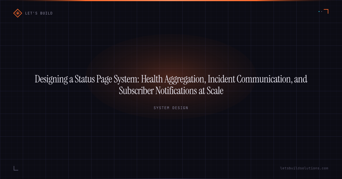 Designing a Status Page System: Health Aggregation, Incident Communication, and Subscriber Notifications at Scale
