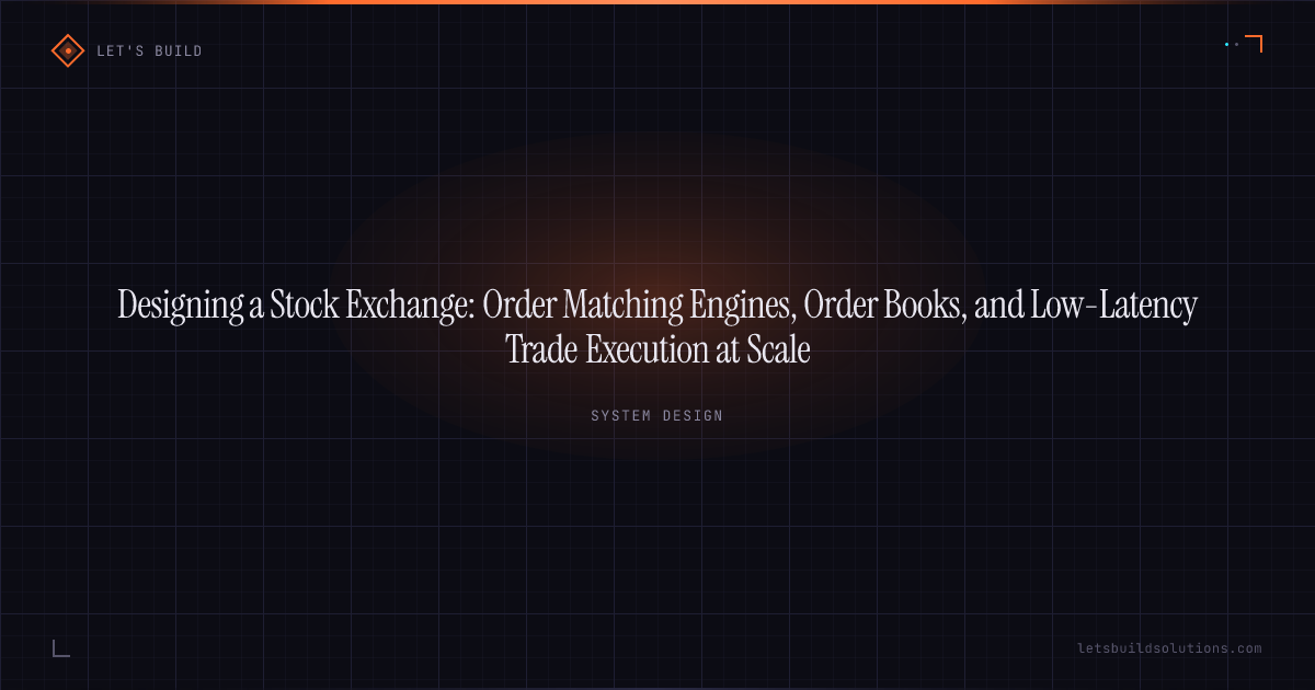 Designing a Stock Exchange: Order Matching Engines, Order Books, and Low-Latency Trade Execution at Scale