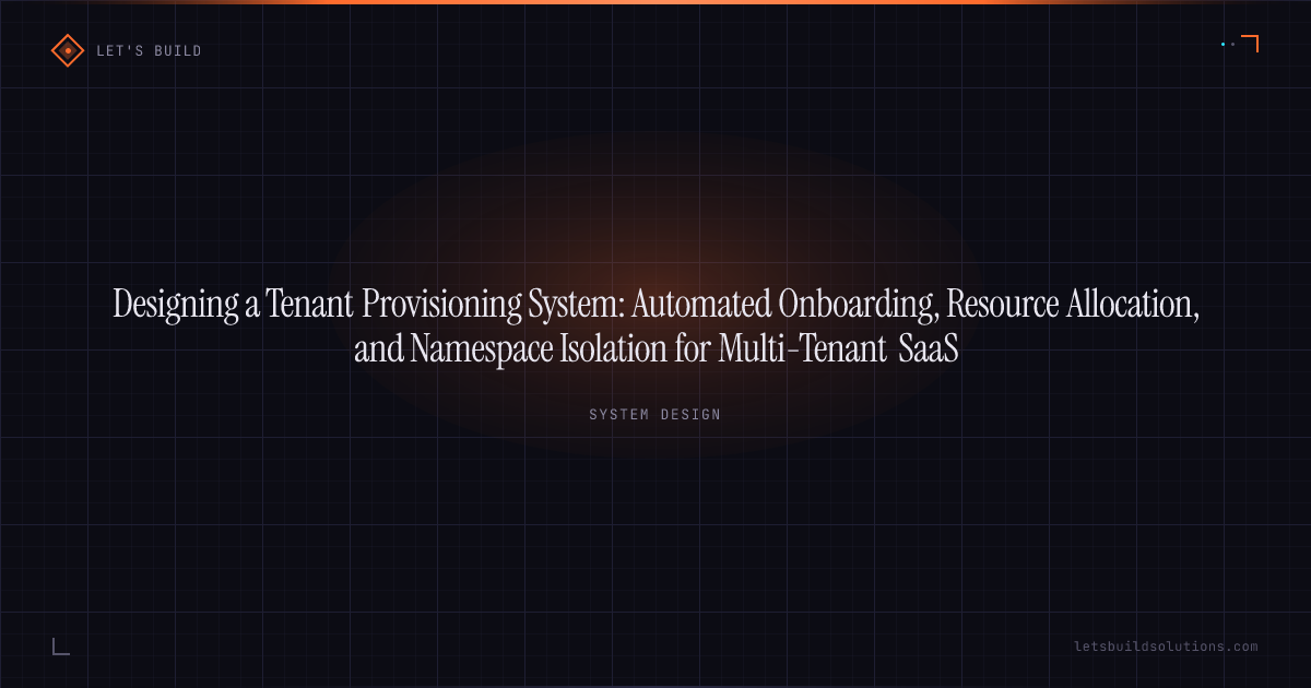 Designing a Tenant Provisioning System: Automated Onboarding, Resource Allocation, and Namespace Isolation for Multi-Tenant SaaS