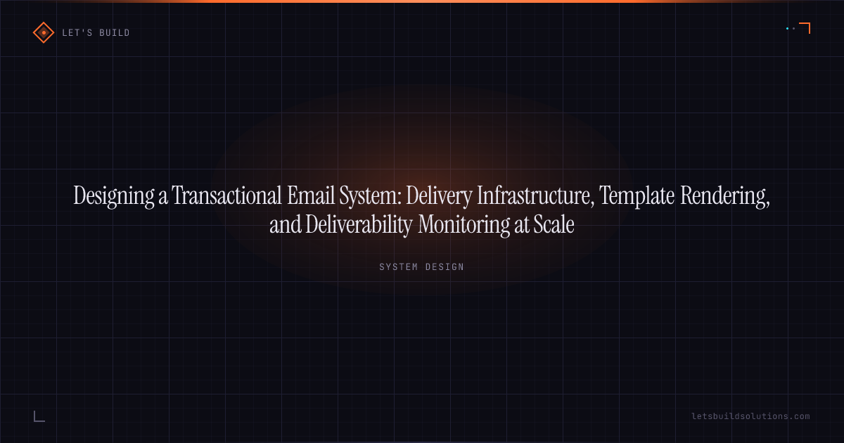 Designing a Transactional Email System: Delivery Infrastructure, Template Rendering, and Deliverability Monitoring at Scale