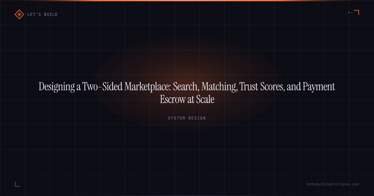 Designing a Two-Sided Marketplace: Search, Matching, Trust Scores, and Payment Escrow at Scale