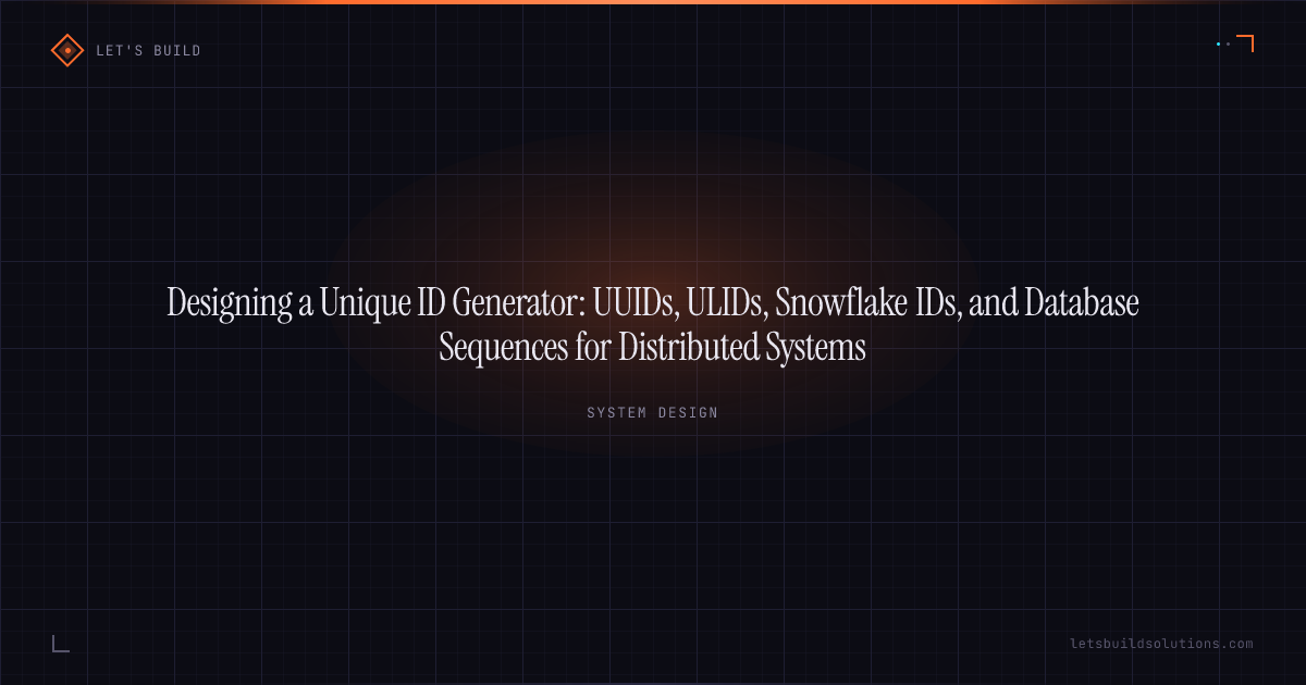 Designing a Unique ID Generator: UUIDs, ULIDs, Snowflake IDs, and Database Sequences for Distributed Systems
