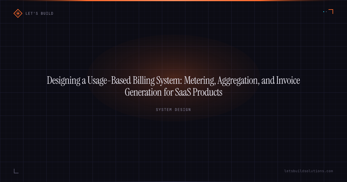 Designing a Usage-Based Billing System: Metering, Aggregation, and Invoice Generation for SaaS Products