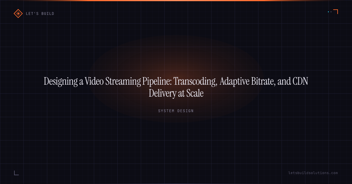 Designing a Video Streaming Pipeline: Transcoding, Adaptive Bitrate, and CDN Delivery at Scale