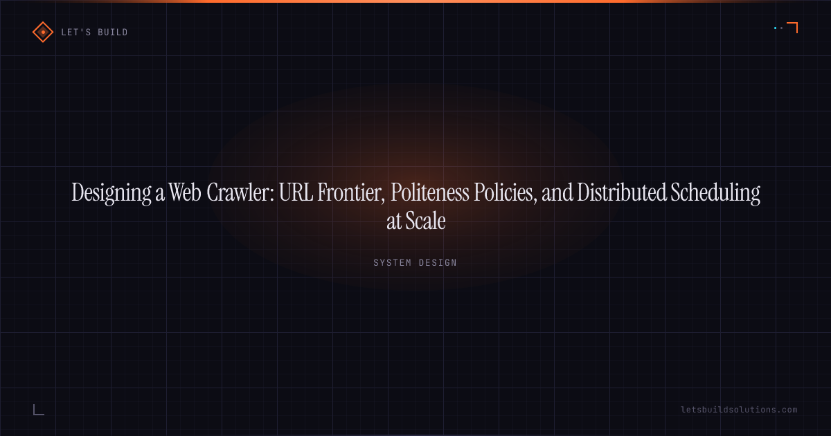 Designing a Web Crawler: URL Frontier, Politeness Policies, and Distributed Scheduling at Scale