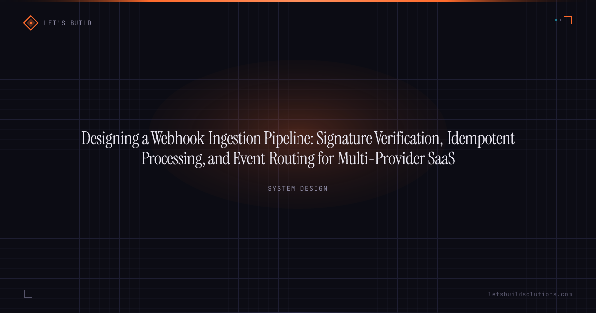 Designing a Webhook Ingestion Pipeline: Signature Verification, Idempotent Processing, and Event Routing for Multi-Provider SaaS