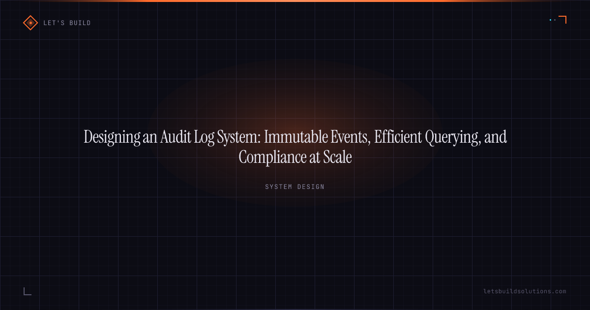 Designing an Audit Log System: Immutable Events, Efficient Querying, and Compliance at Scale