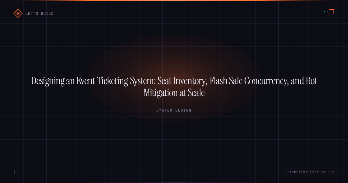 Designing an Event Ticketing System: Seat Inventory, Flash Sale Concurrency, and Bot Mitigation at Scale