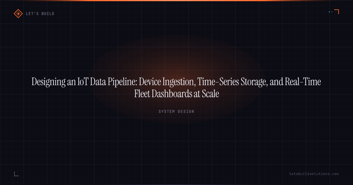 Designing an IoT Data Pipeline: Device Ingestion, Time-Series Storage, and Real-Time Fleet Dashboards at Scale