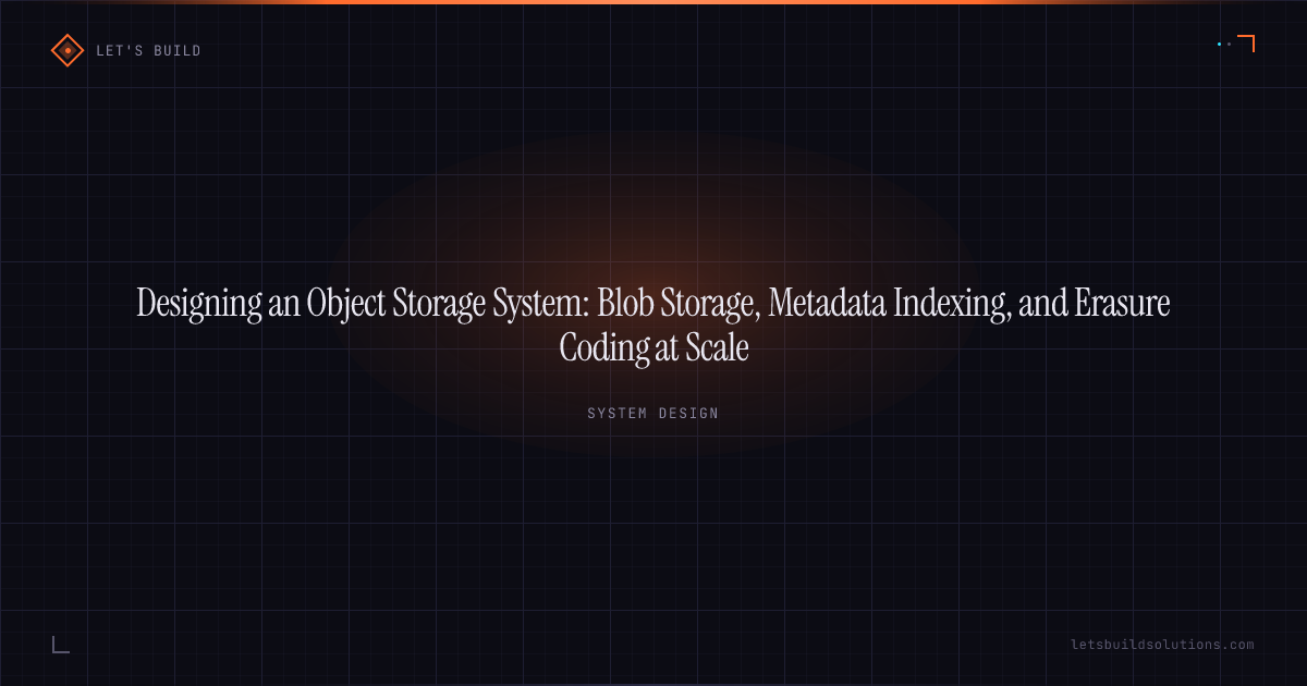 Designing an Object Storage System: Blob Storage, Metadata Indexing, and Erasure Coding at Scale