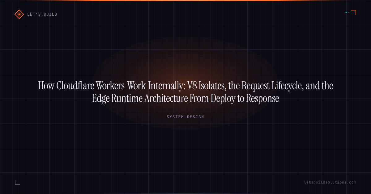How Cloudflare Workers Work Internally: V8 Isolates, the Request Lifecycle, and the Edge Runtime Architecture From Deploy to Response
