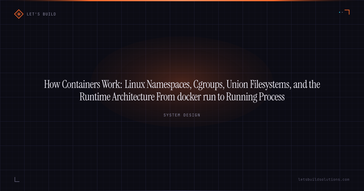 How Containers Work: Linux Namespaces, Cgroups, Union Filesystems, and the Runtime Architecture From docker run to Running Process