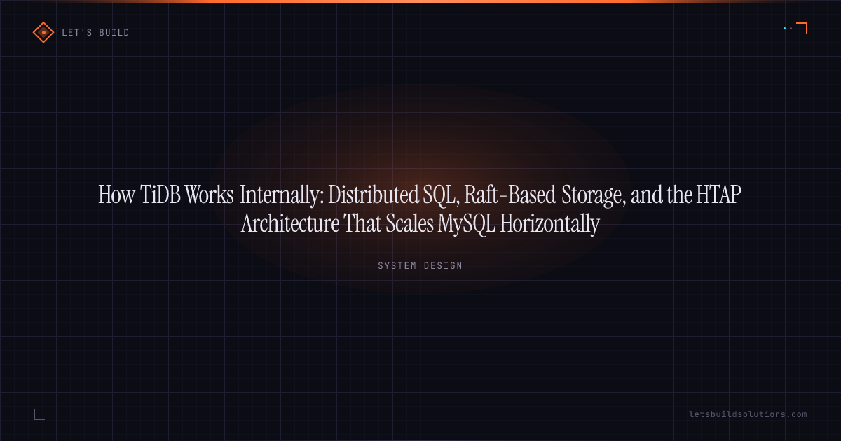 How TiDB Works Internally: Distributed SQL, Raft-Based Storage, and the HTAP Architecture That Scales MySQL Horizontally