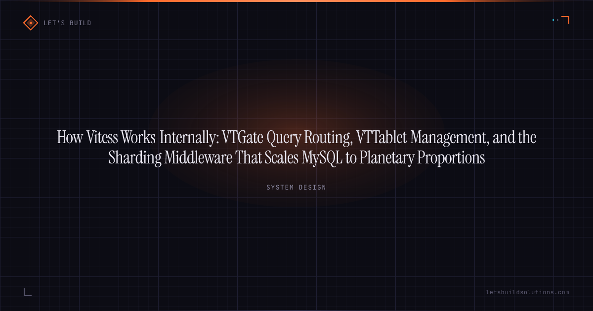 How Vitess Works Internally: VTGate Query Routing, VTTablet Management, and the Sharding Middleware That Scales MySQL to Planetary Proportions