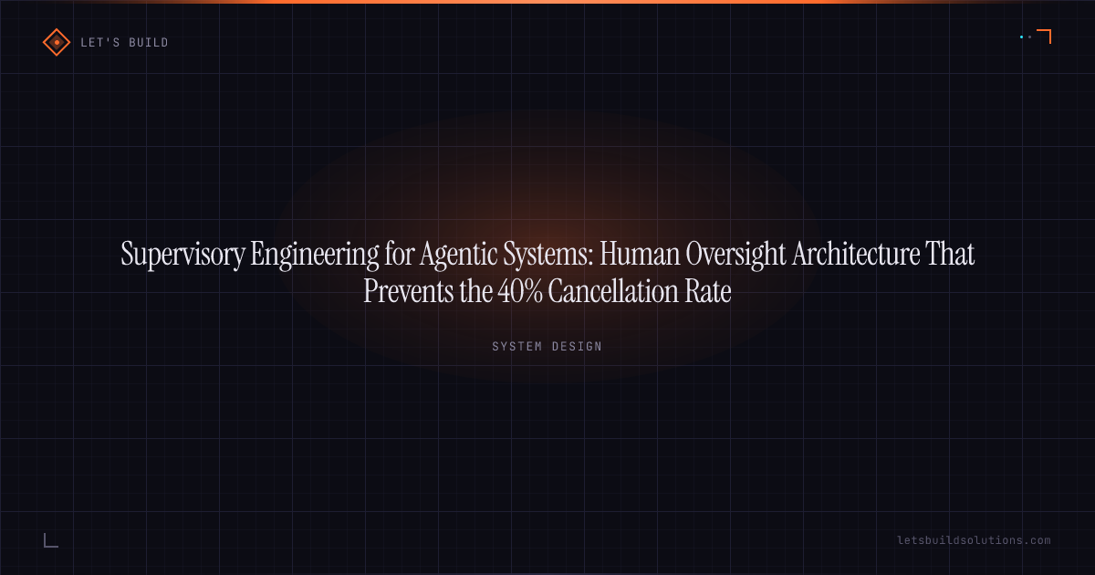 Supervisory Engineering for Agentic Systems: Human Oversight Architecture That Prevents the 40% Cancellation Rate