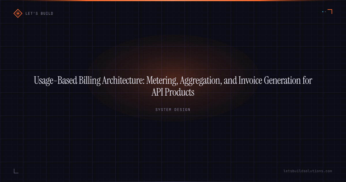 Usage-Based Billing Architecture: Metering, Aggregation, and Invoice Generation for API Products