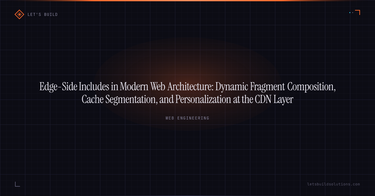 Edge-Side Includes in Modern Web Architecture: Dynamic Fragment Composition, Cache Segmentation, and Personalization at the CDN Layer